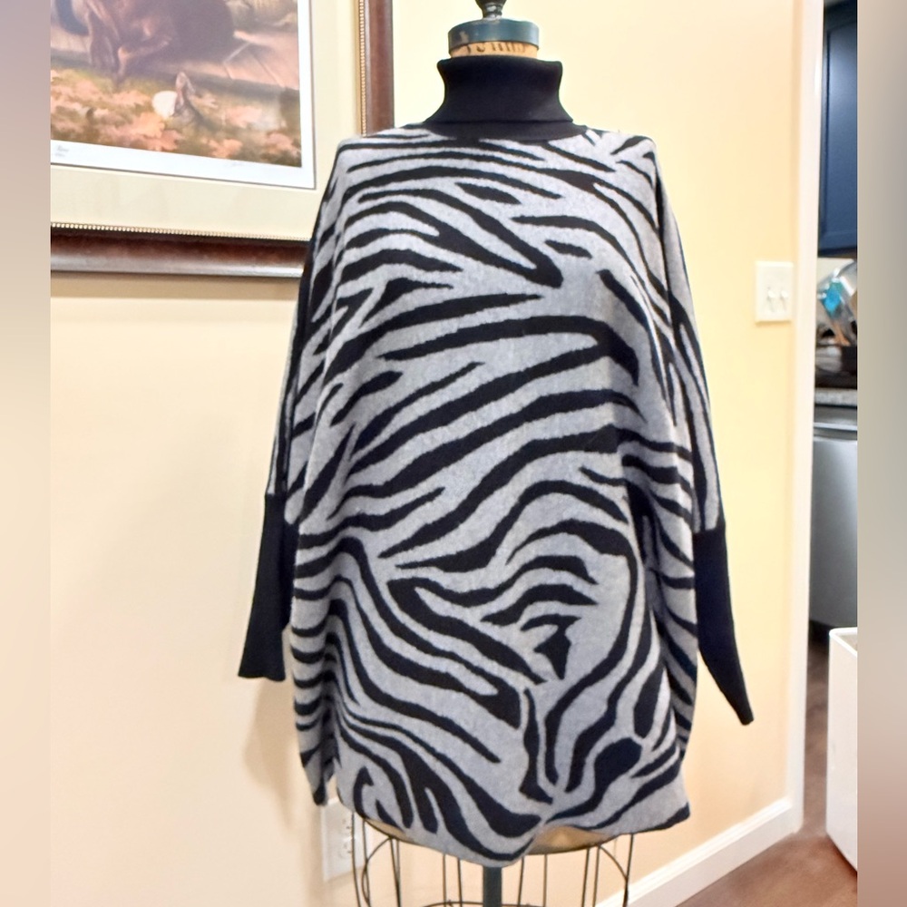 Colour Eighteen Zebra Print Poncho Sweater